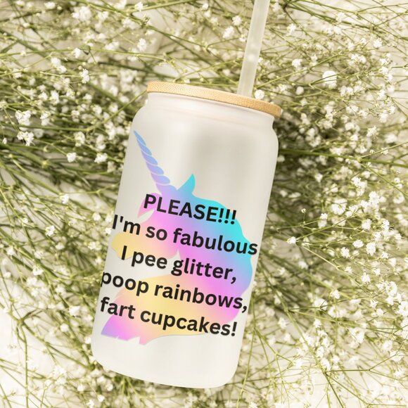 I'm So Fabulous I Pee Glitter, Poop Rainbows, Fart Cupcakes, Unicorn Tumbler, 16 - Picture 5 of 5